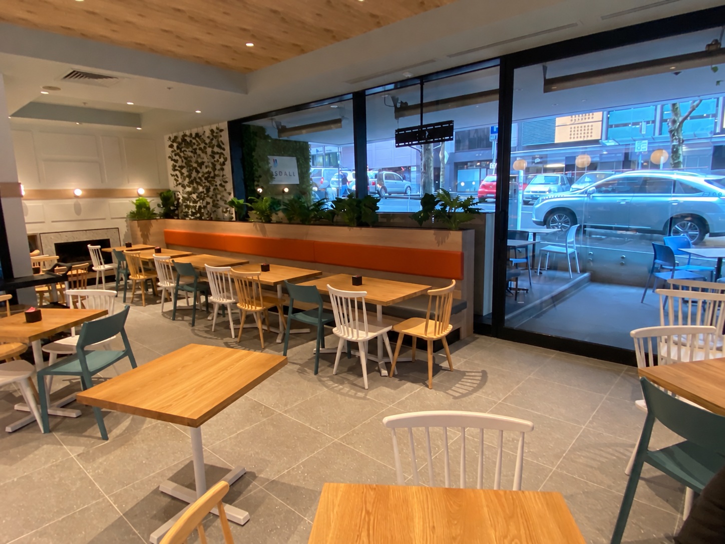 Lonsdale Larder window seating, retouched to clear the tabletop
