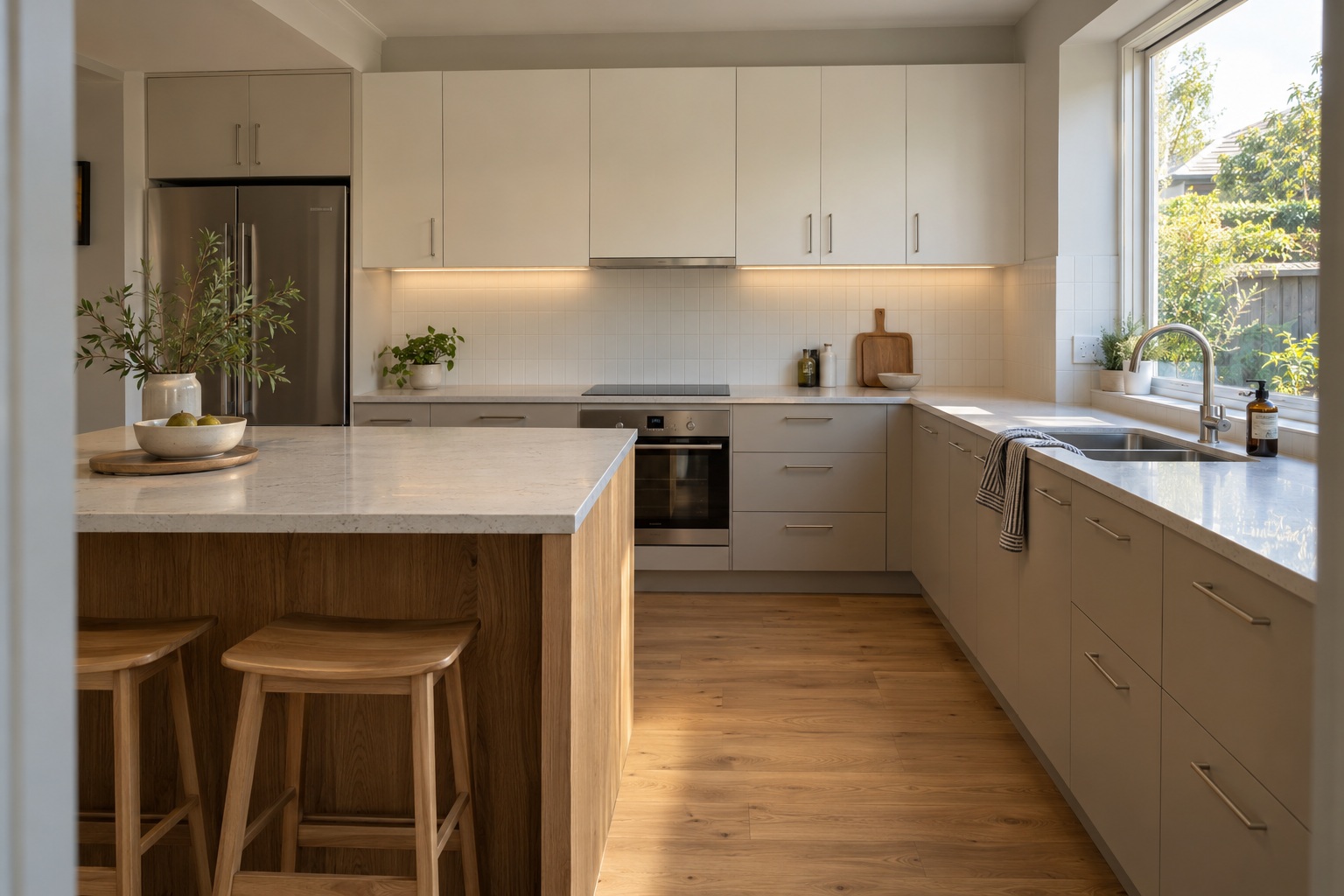 Greige and oak kitchen — residential design inspiration
